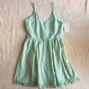 NWT Tobi Mint Green skater dress with crochet trim